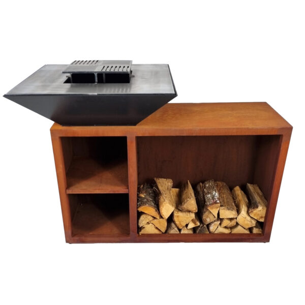 BRASERO + Meuble  - RABELAIS 100 XL - Acier Corten et Noir