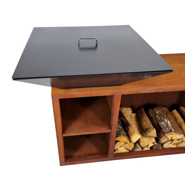 Couvercle en acier pour Brasero carré 100×100 Noir