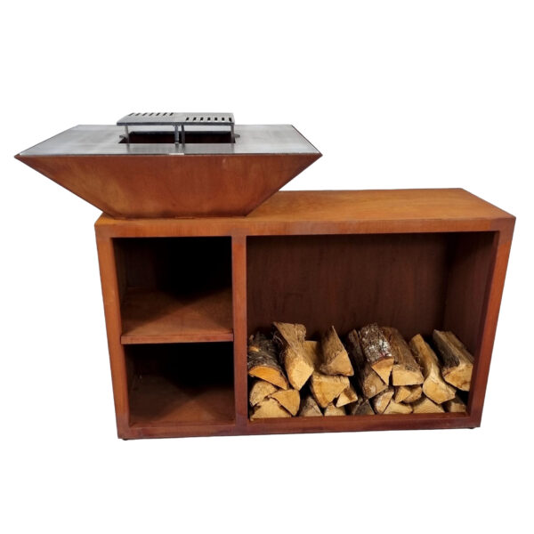 BRASERO + Meuble  – RABELAIS 80 XL – Acier Corten