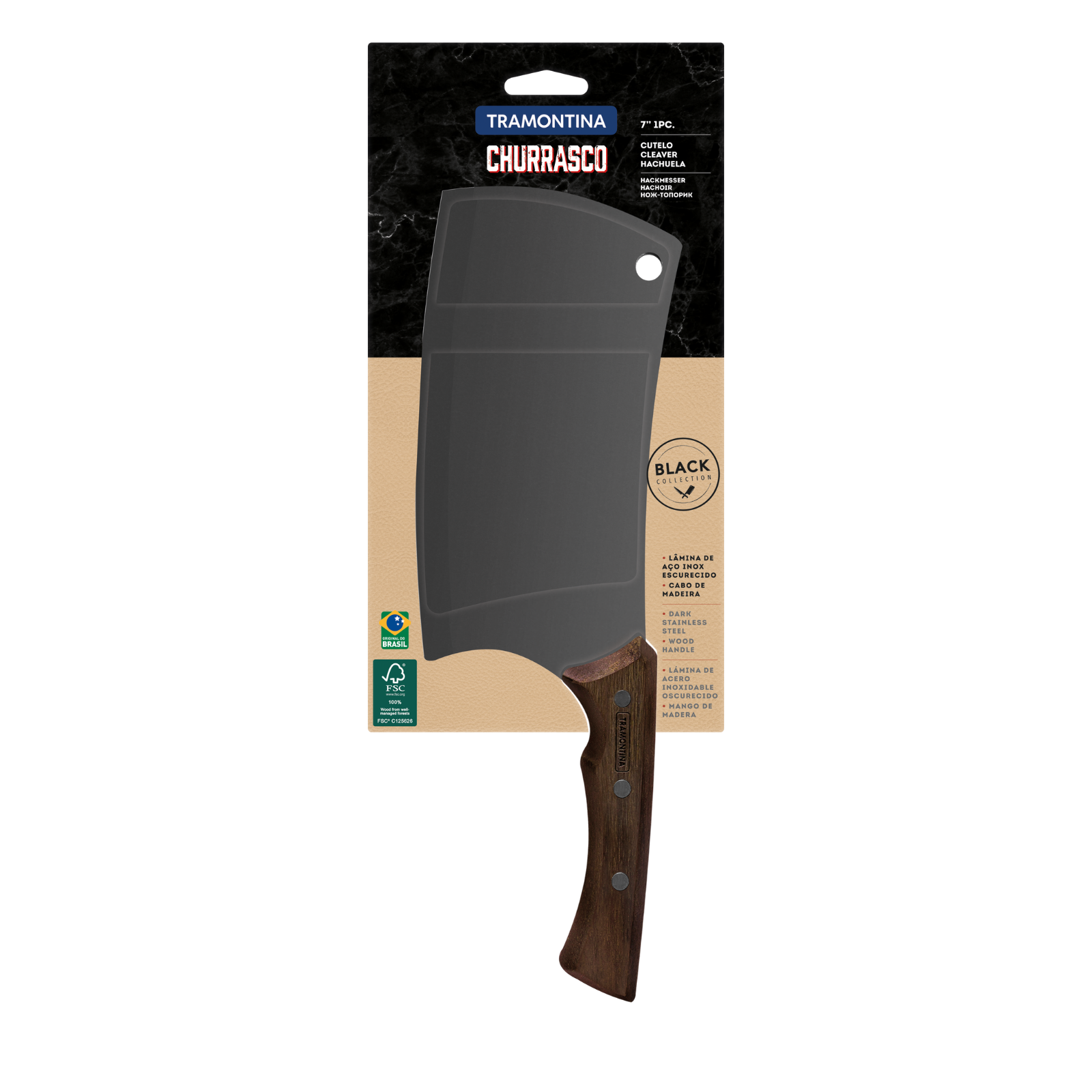 Feuille de boucher black 17,5 cm 1 pc inox et bois – Image 2