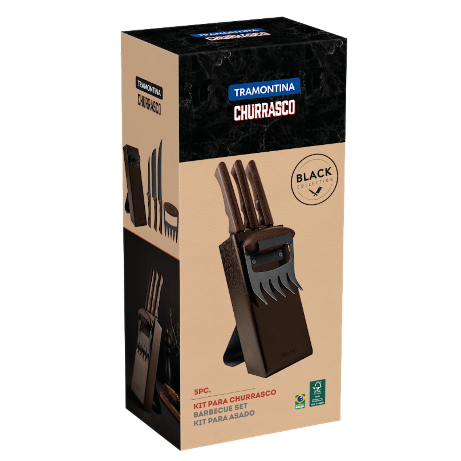 Bloc de couteaux Black. 5pcs. Inox – Image 4