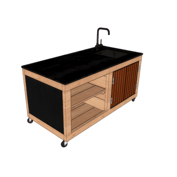 Cuisine extérieure XS avec évier/mitigeur. 1 porte, 1 étagère