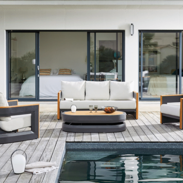 Set COGNAC avec 2 Fauteuils 1 Canapé 3 places et 1 Table basse