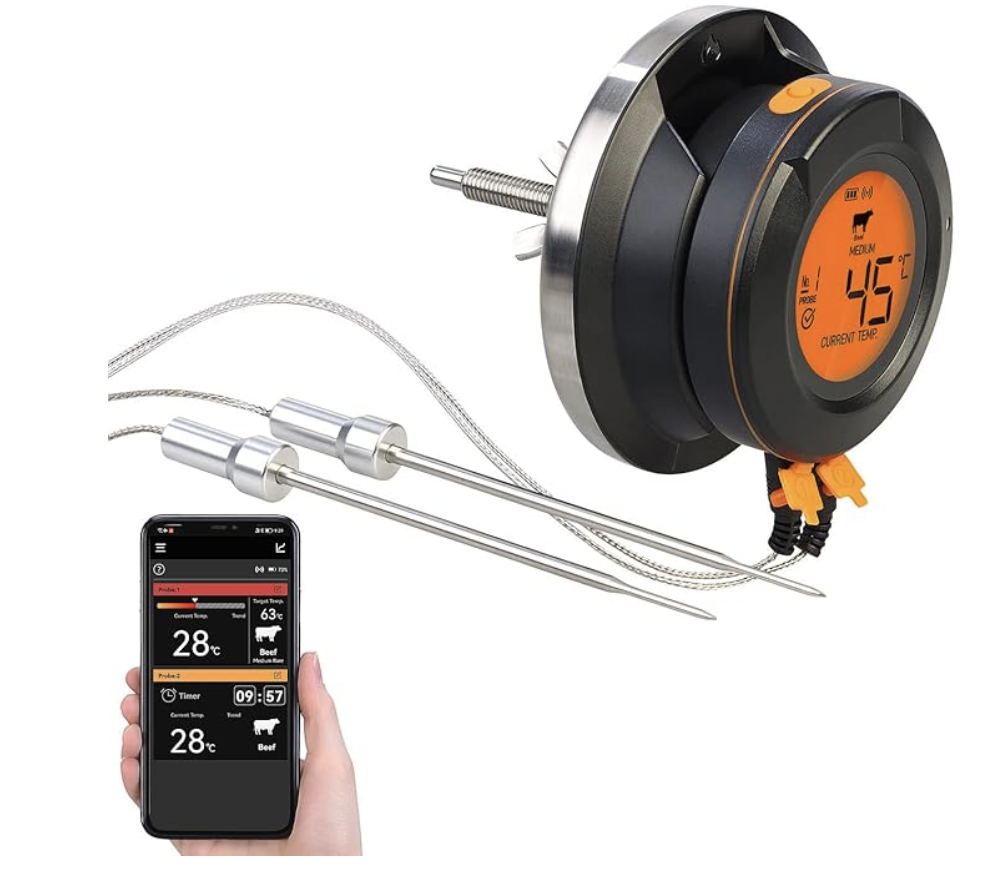 Thermomètre numérique intelligent pour grillades avec 2 capteurs